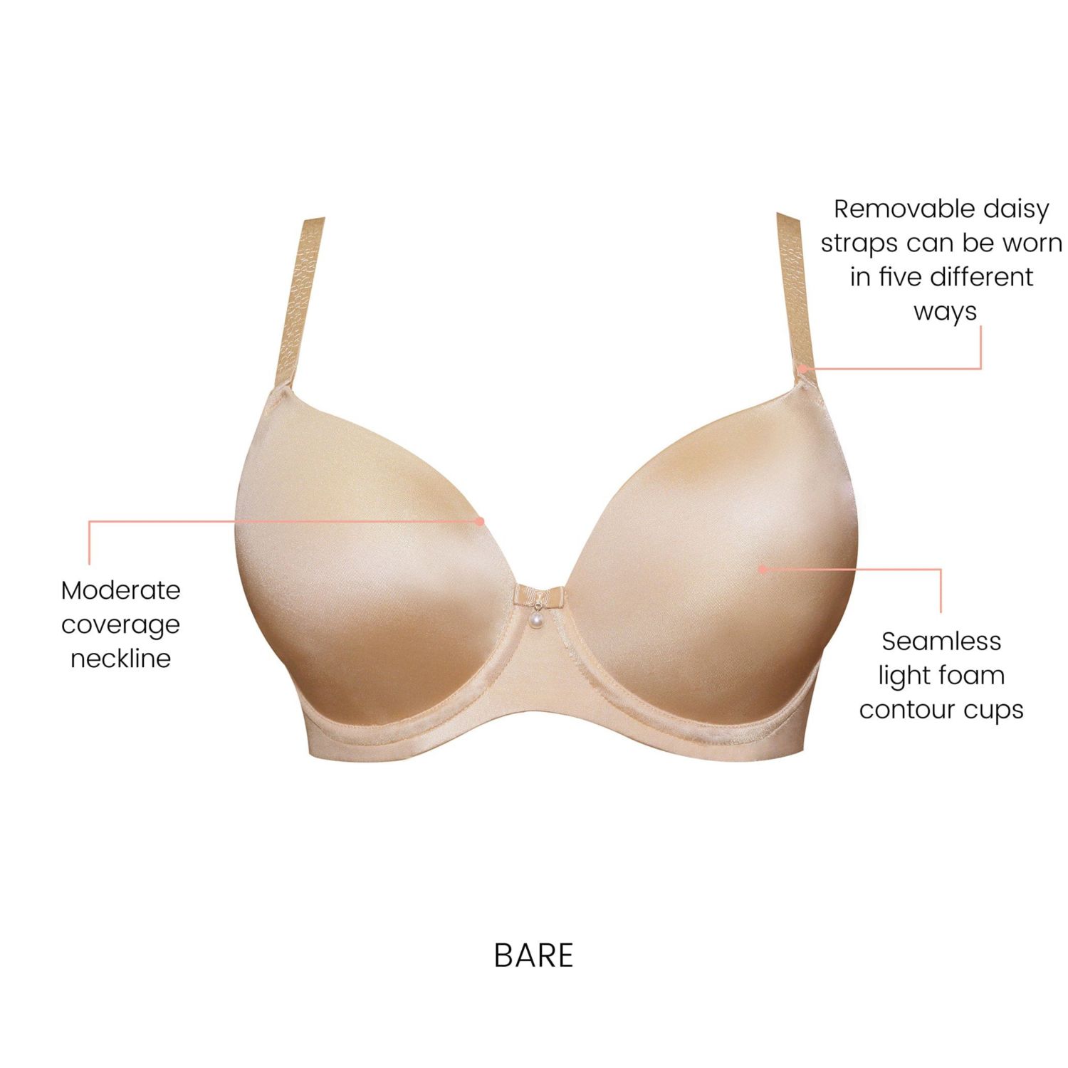 Women's Elise T-Shirt Bra, Bare.