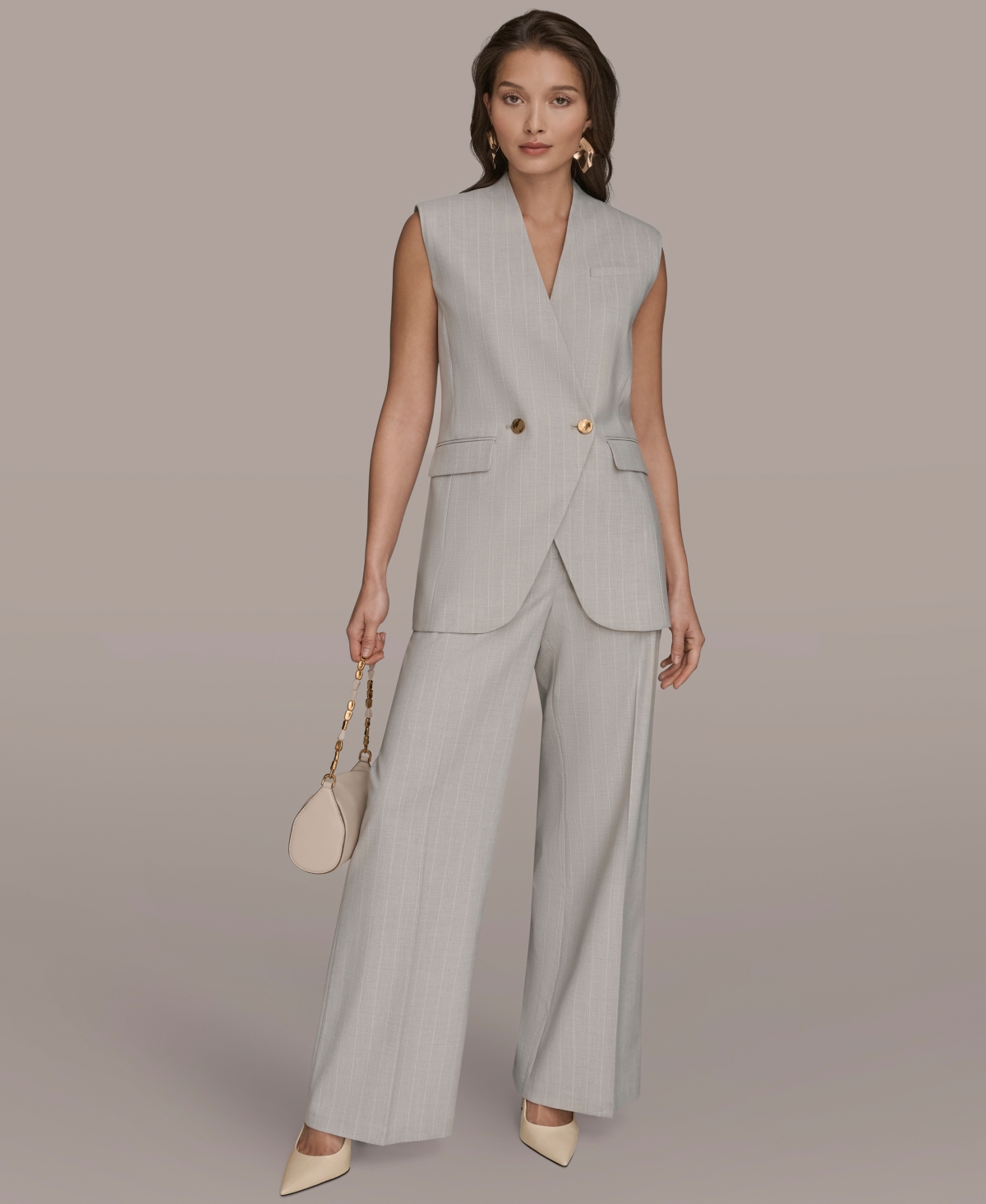 Donna Karan New York Women's Pinstripe Sleeveless Vest