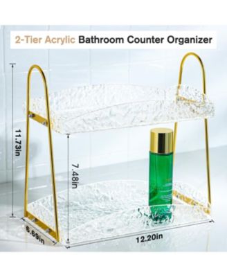2-Tier Bathroom Counter Organizer, Acrylic Makeup Organizer for Vanity, Bathroom Perfume Organizer Tray, Clear Skincare Organizer Countertop