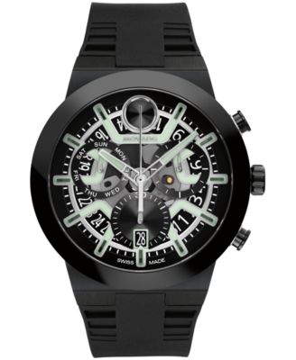 Movado - Men's Bold Fusion Swiss Quartz Chrono Black Silicone Watch 44.50mm