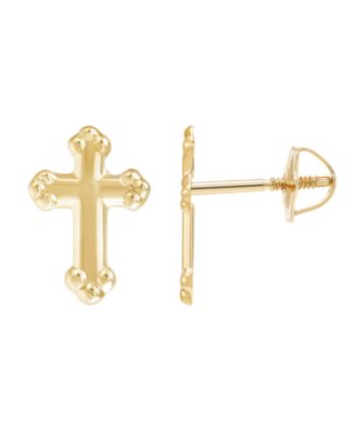 Cross Stud Earrings in 10k Yellow Gold