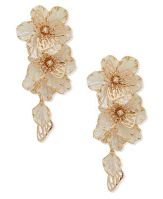 lonna & lilly - Gold-Tone Large Flower Linear Earrings