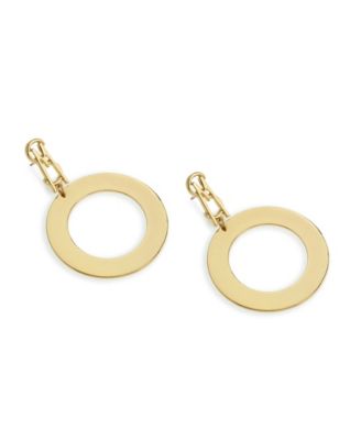 Gold Signature Logo Circle Drop Earrings