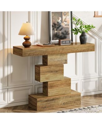 Farmhouse Console Table, 42.5-Inch Narrow Wood Sofa Table Behind Couch, Industrial Entryway Accent Table