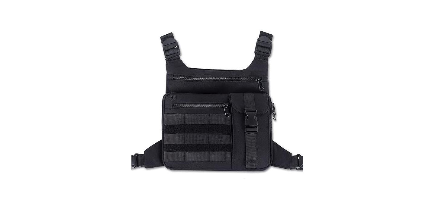 Мужской жилет BATFOX Tactical Chest Pack Running: Lightweight Water-Resistant Outdoor Sports Vest for Hiking EDC - Men & Women, цвет: Чёрный — фото 1