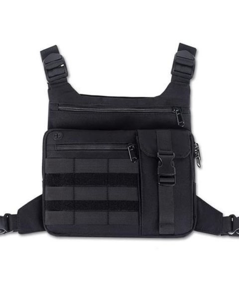 Мужской жилет BATFOX Tactical Chest Pack Running: Lightweight Water-Resistant Outdoor Sports Vest for Hiking EDC - Men & Women, цвет: Чёрный