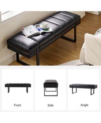 Mid-century Modern Laurens Upholstered Bench with Metal Legs