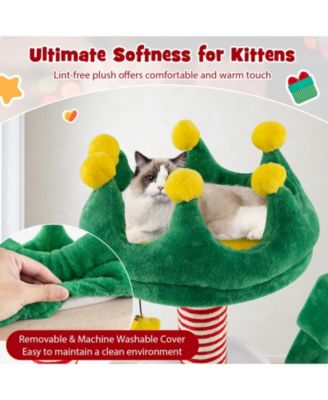 61" Christmas Cat Tree Tower – Plush Multi-Level Indoor Cat Furniture with Gift Box Condos, Hat Perch, Sisal Scratching Posts & Toys