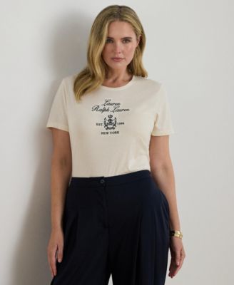 Lauren Ralph Lauren - Plus Size Embroidered Crest Crewneck T-Shirt