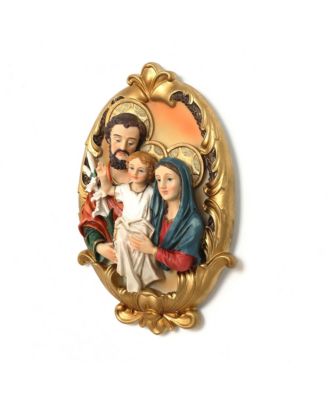 Holy Family Wall Plaque, Oval Religious Decor Featuring Joseph, Mary & Baby Jesus for Prayer Room & Faithful Home