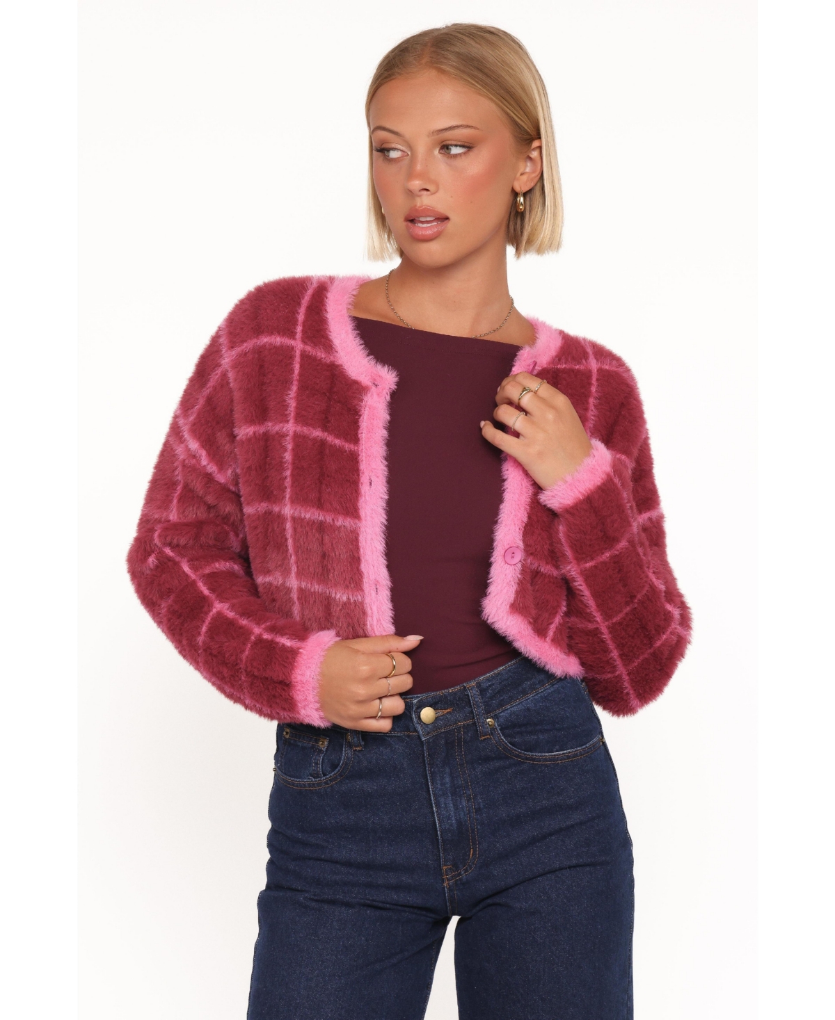 Petal and Pup Women's Viola Plaid Button-Front Cardigan