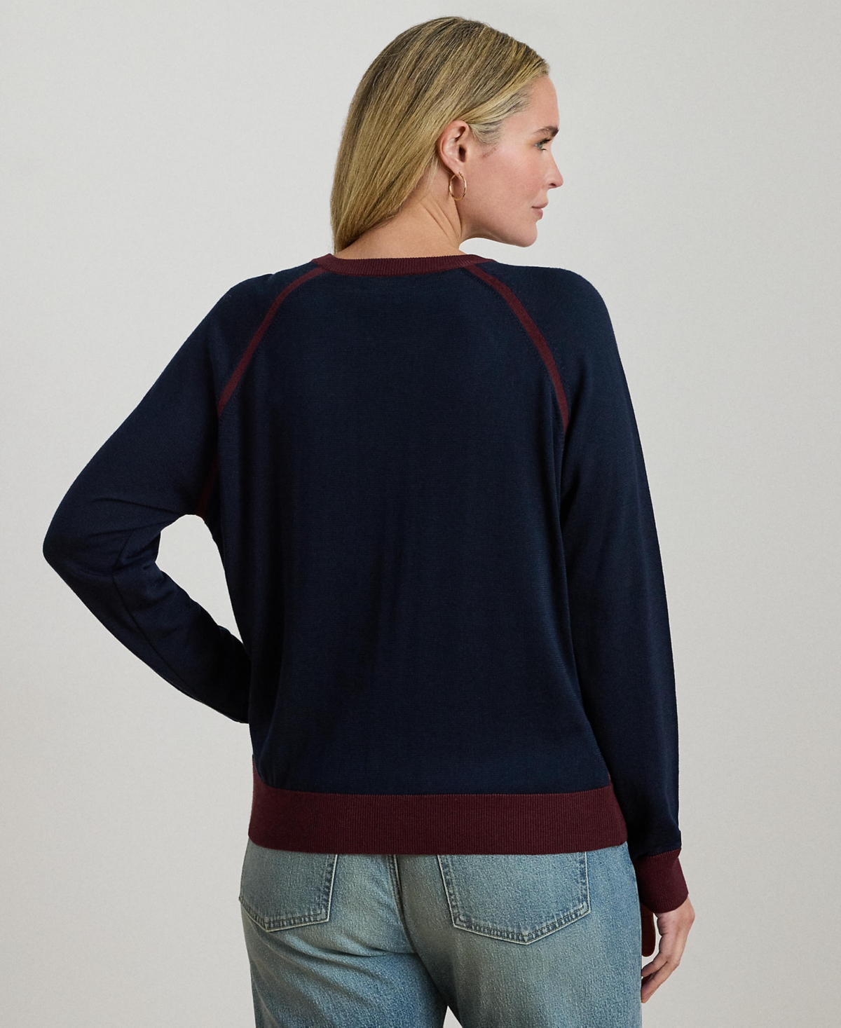 Ralph Lauren Plus Size Equestrian-print Long-sleeve Sweater In Black