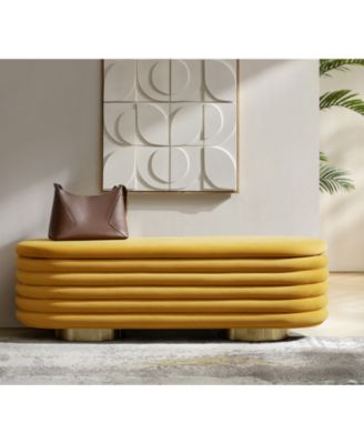 Rupert Bench with Gold-finished Metal Legs