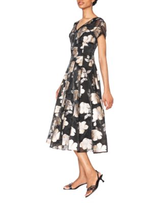 Women's V-Neck Organza Midi Dress