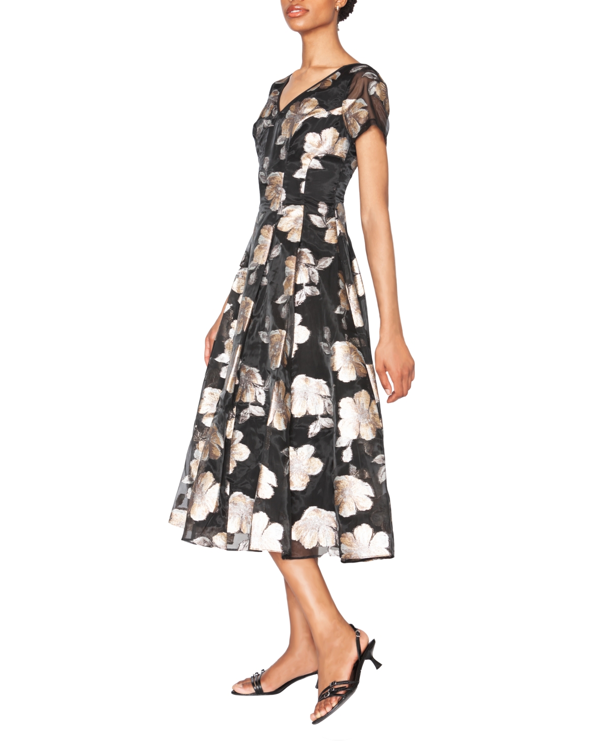 White Tie By Shani Women's V-neck Organza Midi Dress In Multi