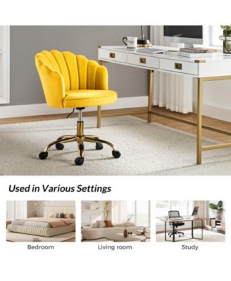 Woman Modern Cute Shell Back Upholstered Desk Chair for Vanity, Living Room