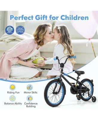 18 Inch Kids Bike with Adjustable Handlebar and Saddle Black