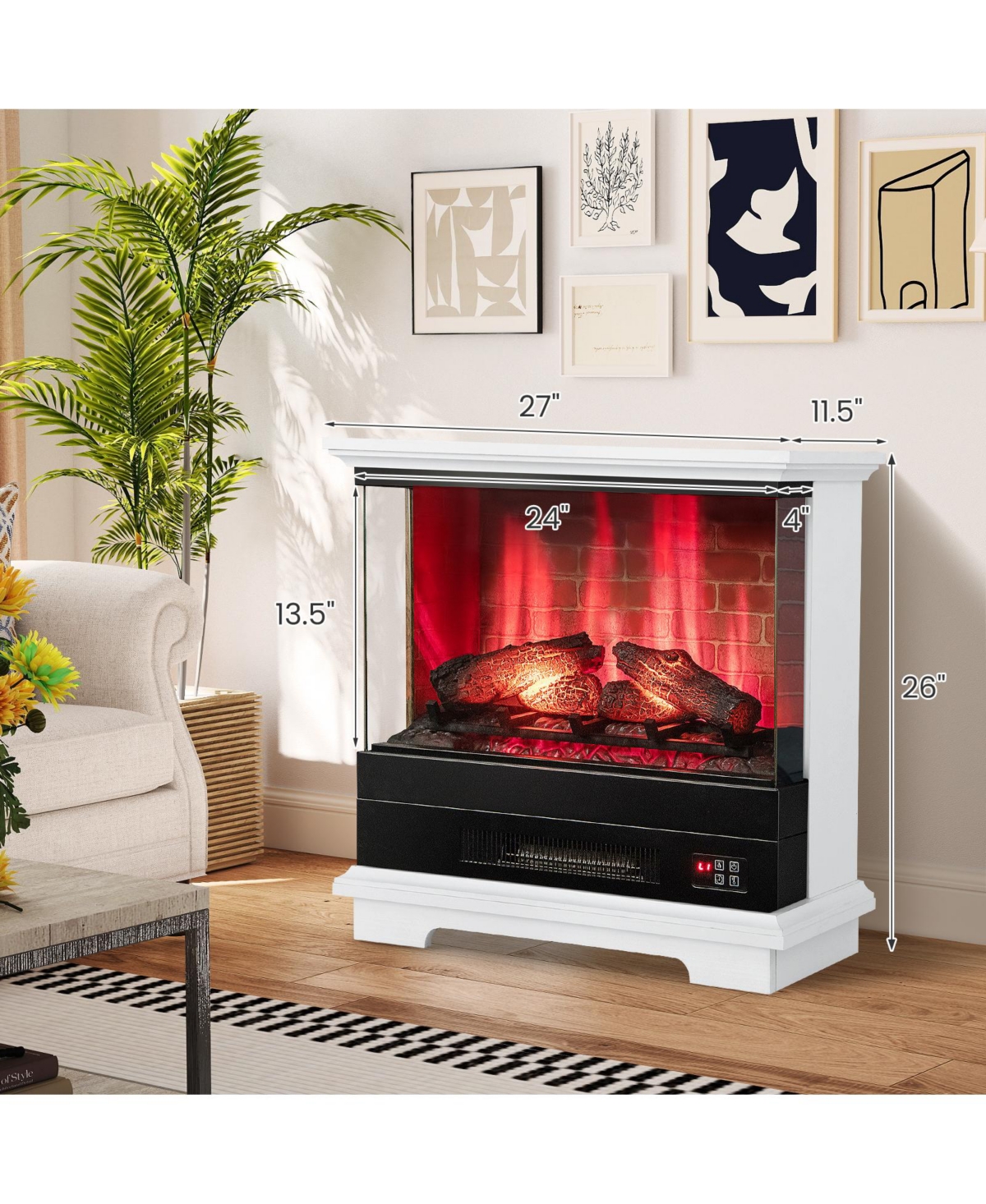 Sugift 27 Inch Freestanding Fireplace with Remote Control
