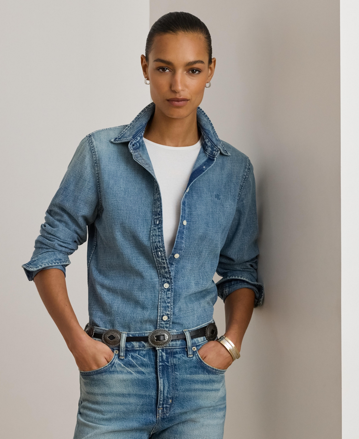 Ralph Lauren Women's Embroidered Shirt In Blue