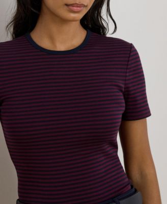 Women's Striped Short-Sleeve Crew Neck T-Shirt