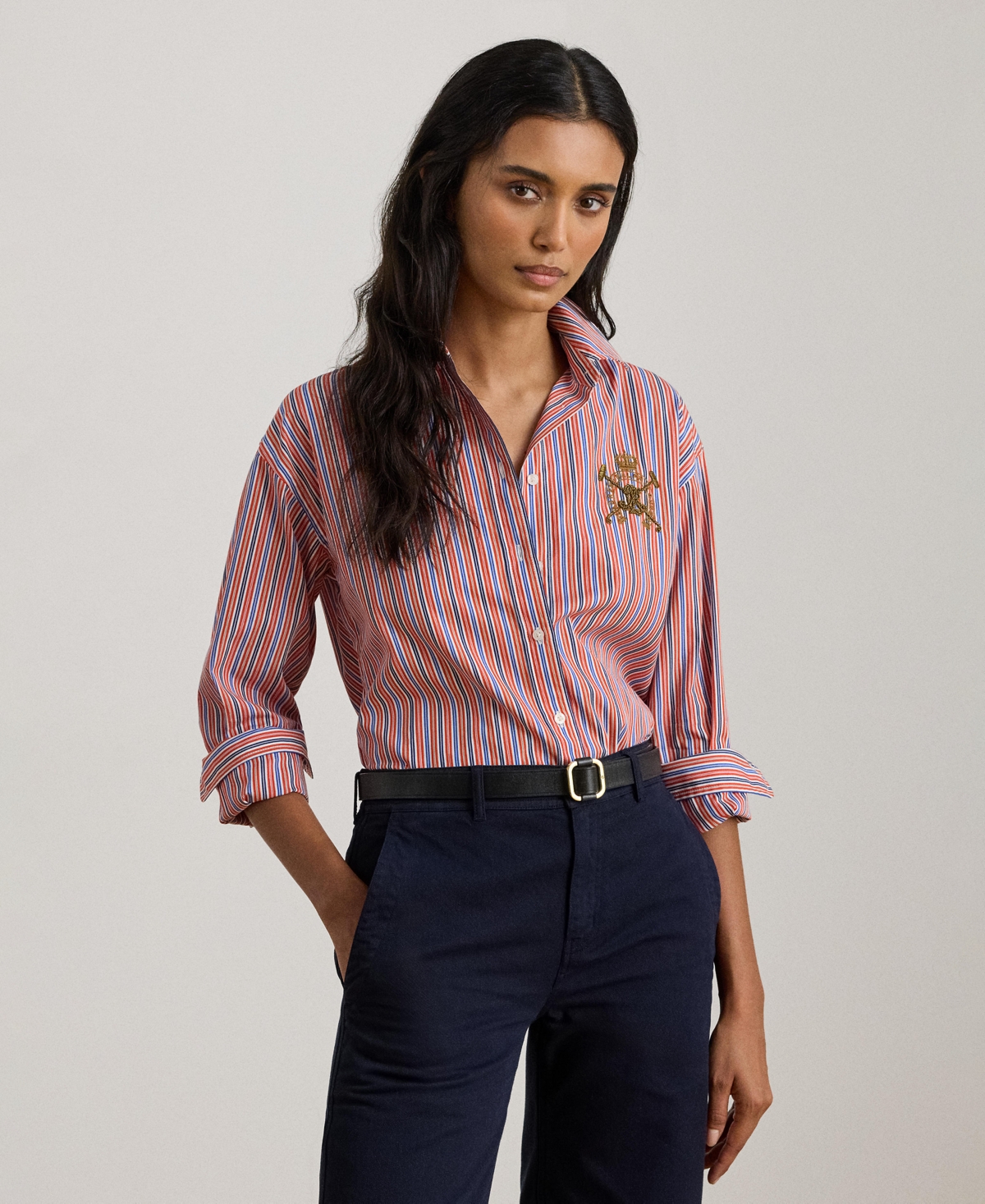 Lauren Ralph Women's Striped Broadcloth Shirt