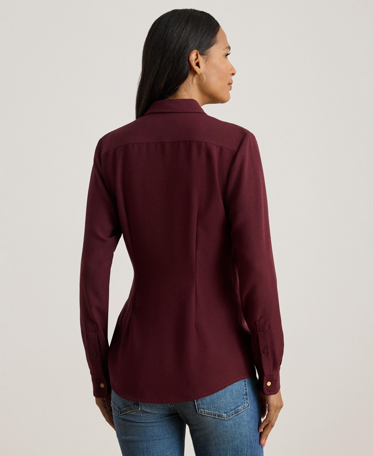 Ralph Lauren Women's Buckle Trim Top In Burgundy
