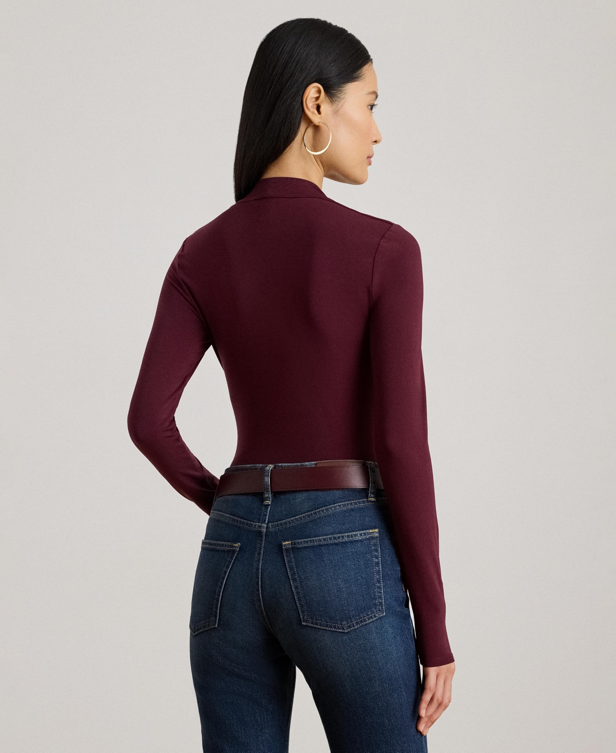 Ralph Lauren Women's Square Neck Top In Burgundy