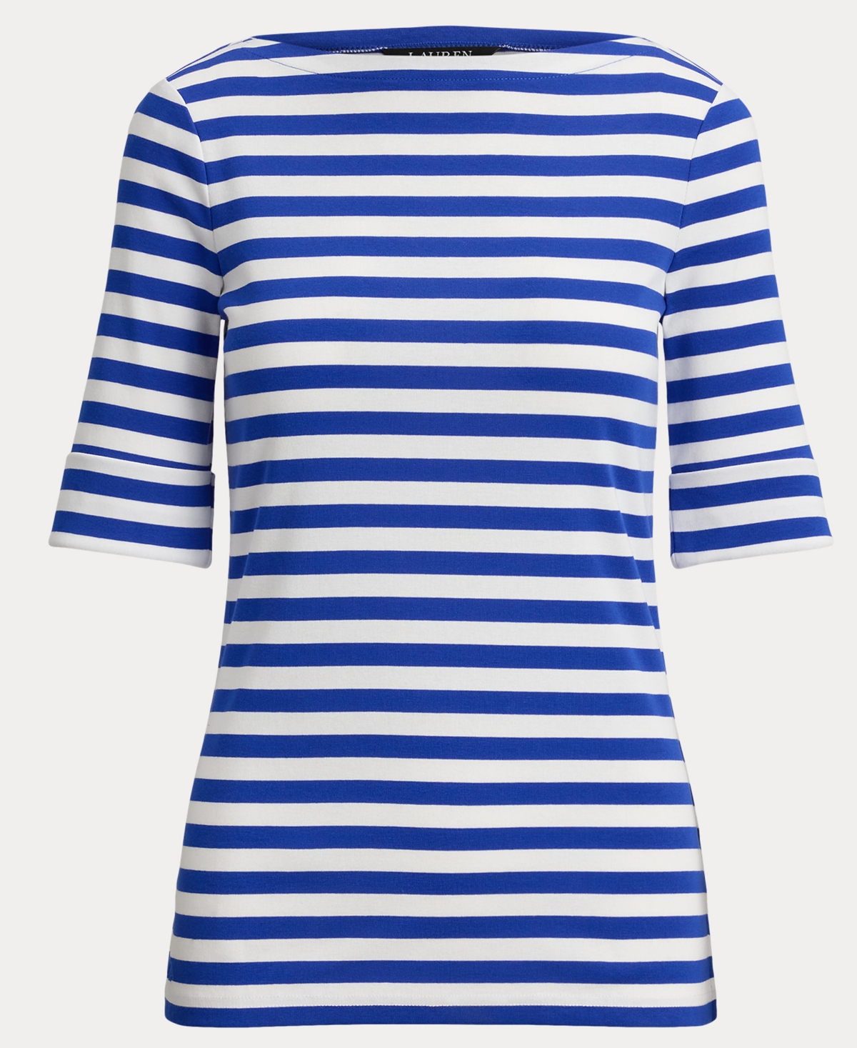 Lauren Ralph Women's Striped Boat Neck T-Shirt
