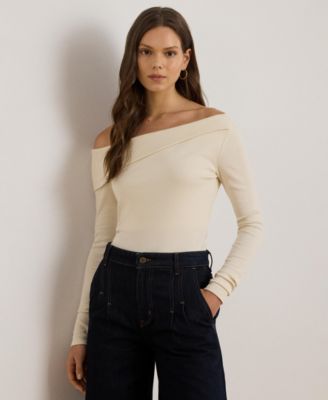 Lauren Ralph Lauren - Women's Ribbed Asymmetrical Off-the-Shoulder Top