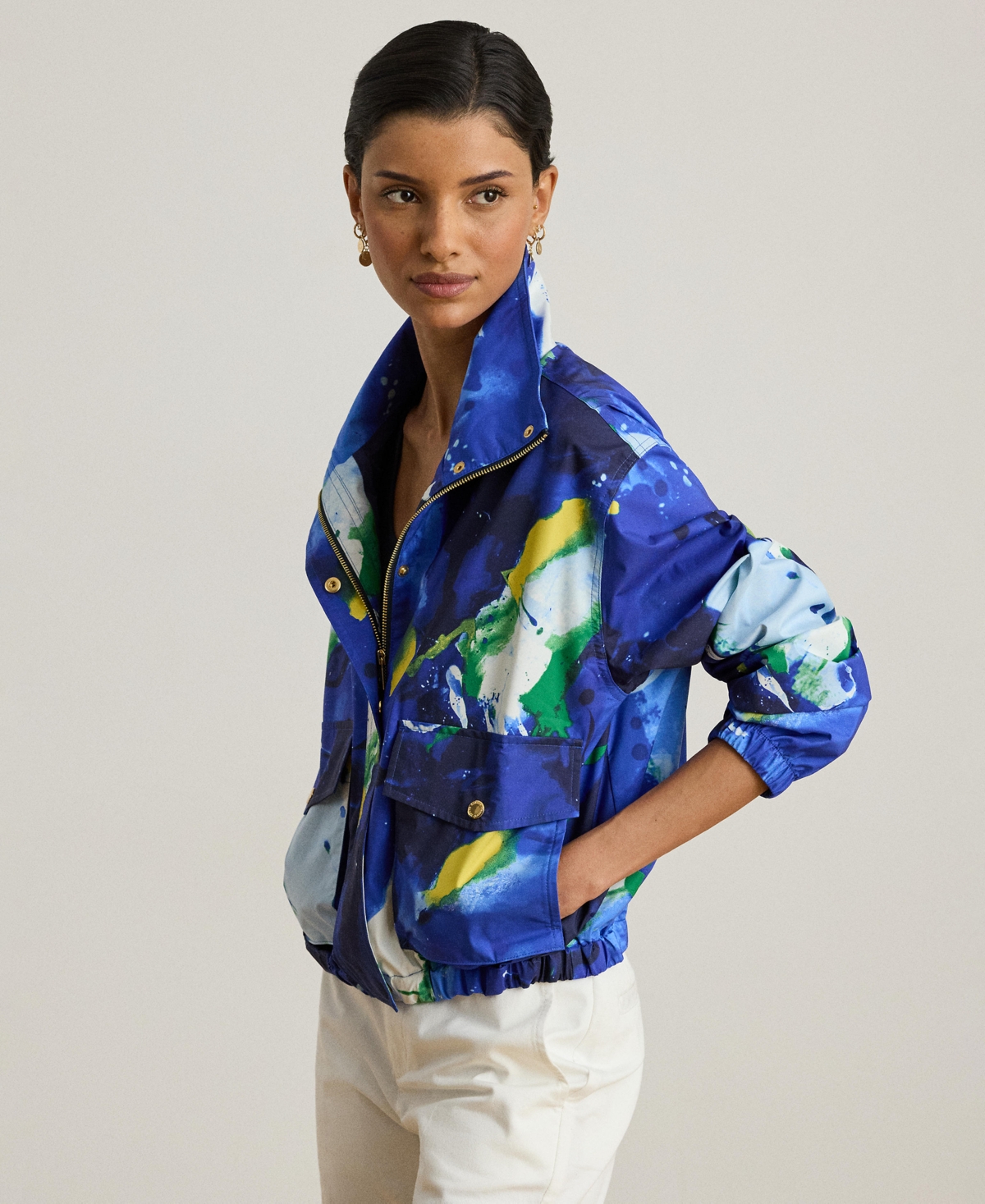 Ralph Lauren Women's Abstract-print Windbreaker Jacket In Blue