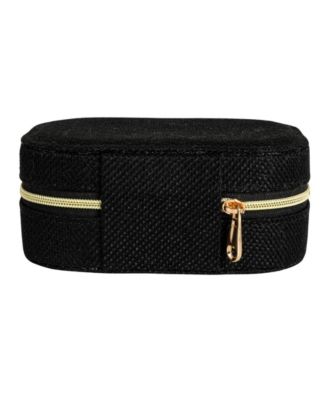 Small Leather Travel Jewelry Organizer Box, Caramel Color