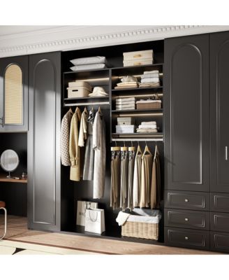 MDF Wood Shelf Tall Hanging Closet Unit