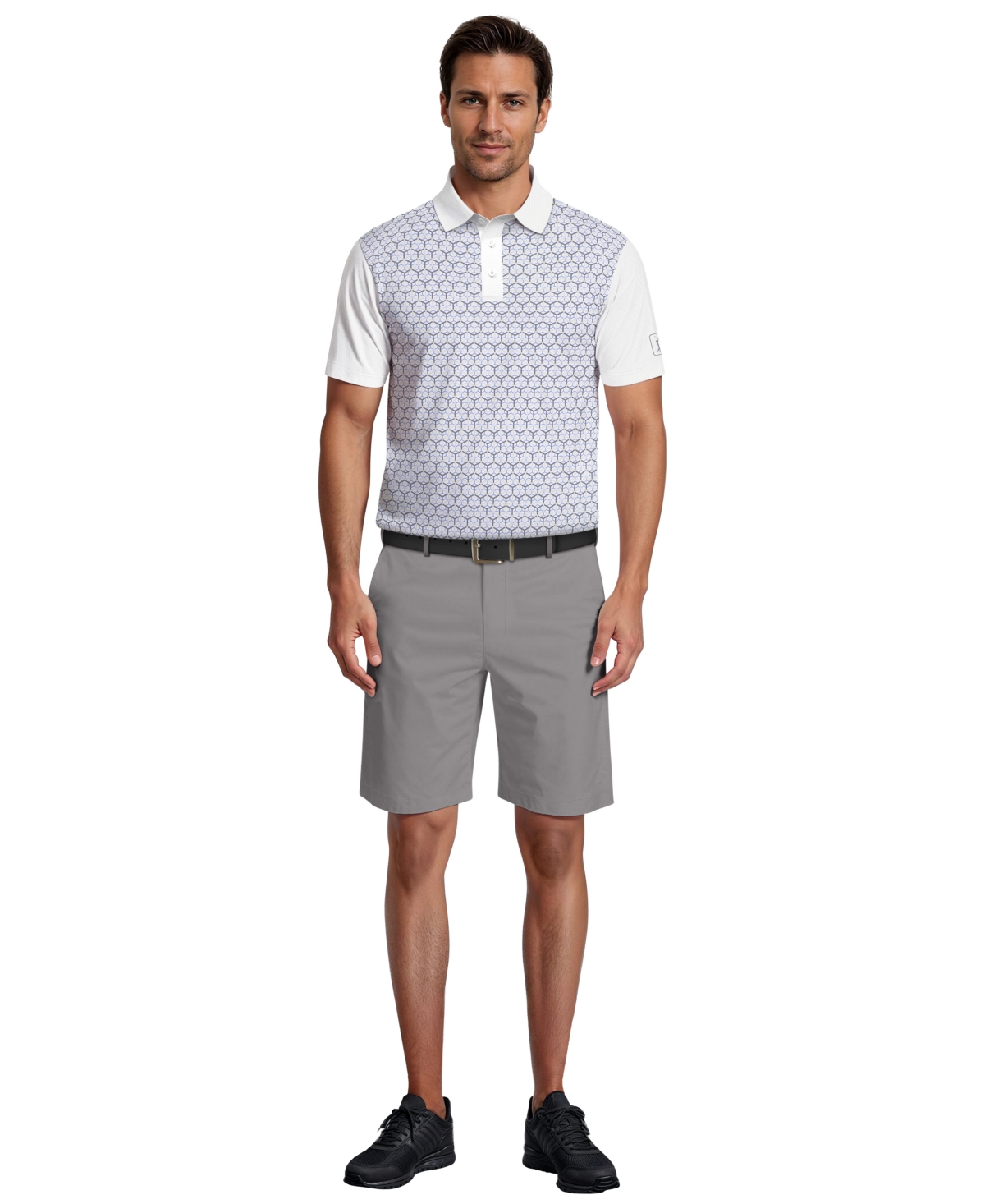 Pga Tour Men's Technical Linear Color Block Short-Sleeve Polo Shirt