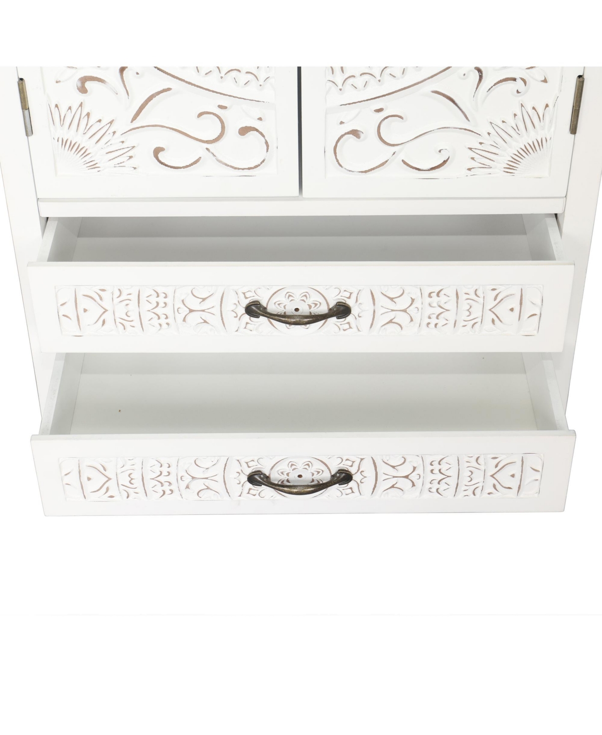 Casainc 27" Accent Tall White Storage Cabinet with Two Doors and Two Drawers