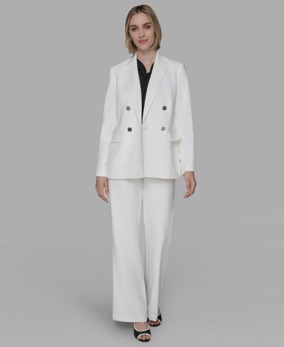 Karl Lagerfeld Women's Double-breasted Blazer In White