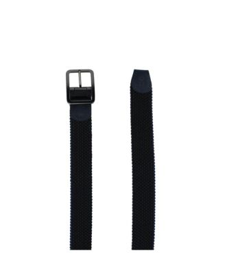 Men's Arturo Black and Blue Striped Reversible Braided Casual Golf Belt