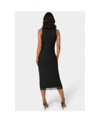 Women's Powermesh Rhinestone Sleeveless Maxi Dress