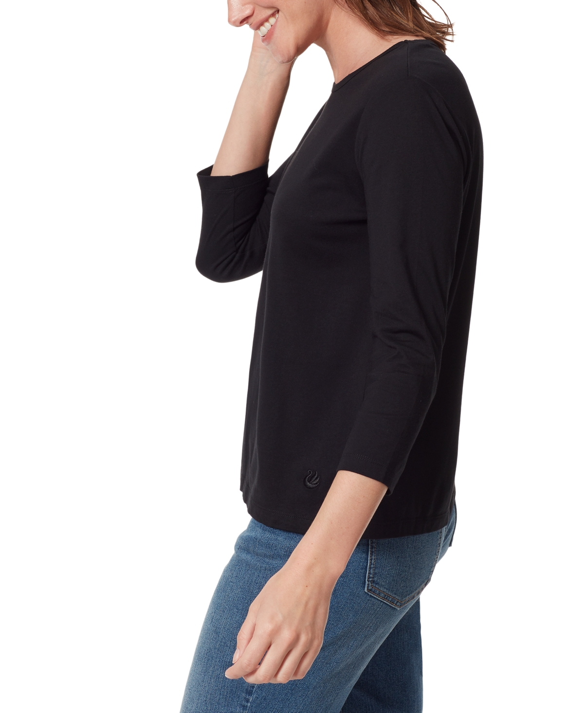 Gloria Vanderbilt Women's Amanda Boat Neck T-shirt In Black