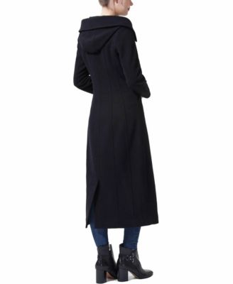 Women's Hooded Wool Blend Long Coat