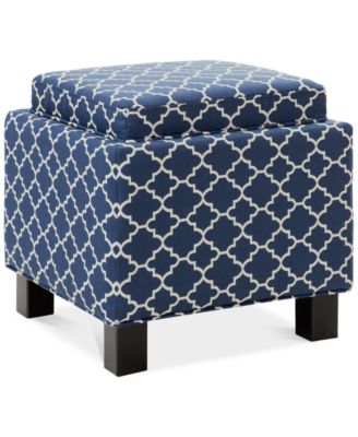 Furniture - Kylee Fabric Bird Script Accent Storage Ottoman, Direct Ship