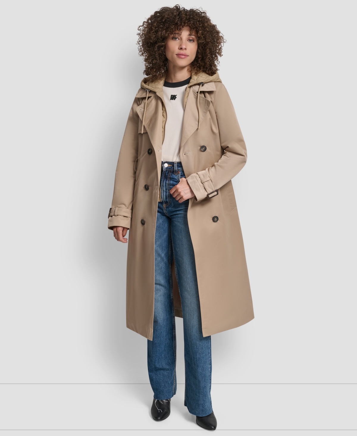 Dkny Women's Double Breasted Trench Coat In Brown