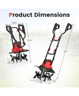 Ironmax Corded Electric Tiller Cultivator, 10 Amp Powerful Foldable Garden Rototiller