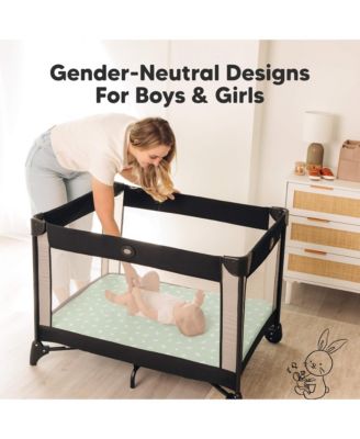 Soothe Waterproof Pack N Play Sheets for Girls, Boys, 2pk 38x26 Cotton Mini Crib Sheets Fitted, Soft, Breathable