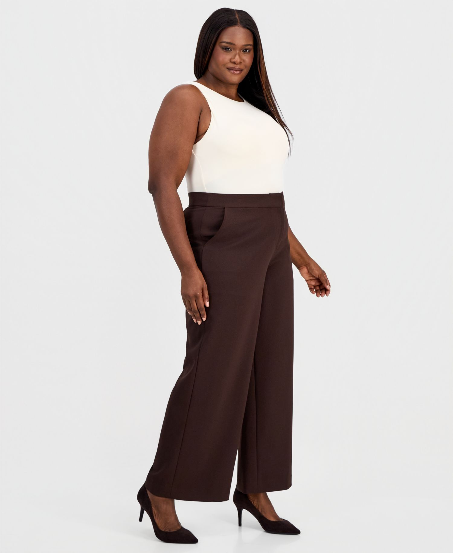 ASL Plus Size Mid-Rise Wide-Leg Pants