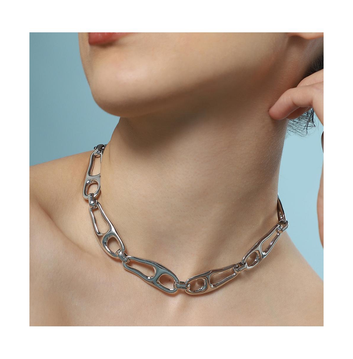 Sohi Women's The Pavement-Link Chain Necklace - Chrome Silver