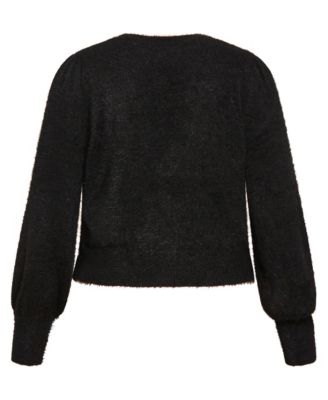 Plus Size Fluffy Button Cardigan