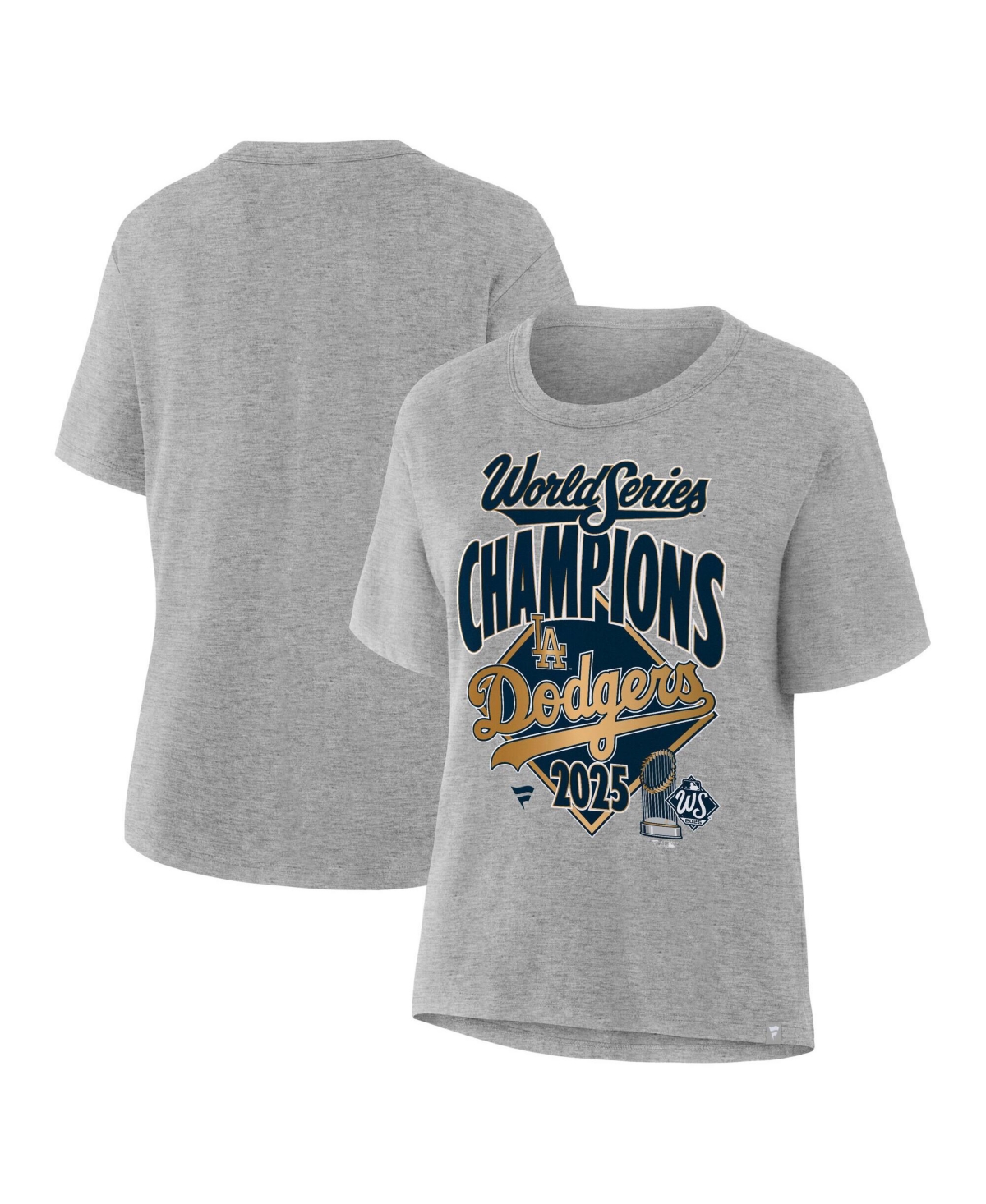 Fanatics Women's Steel Los Angeles Dodgers 2025 World Series Champions Locker Room T-shirt In Gray