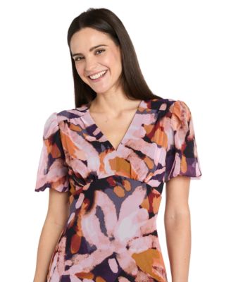 Women's Empire Waist Short-Sleeve Midi Dress