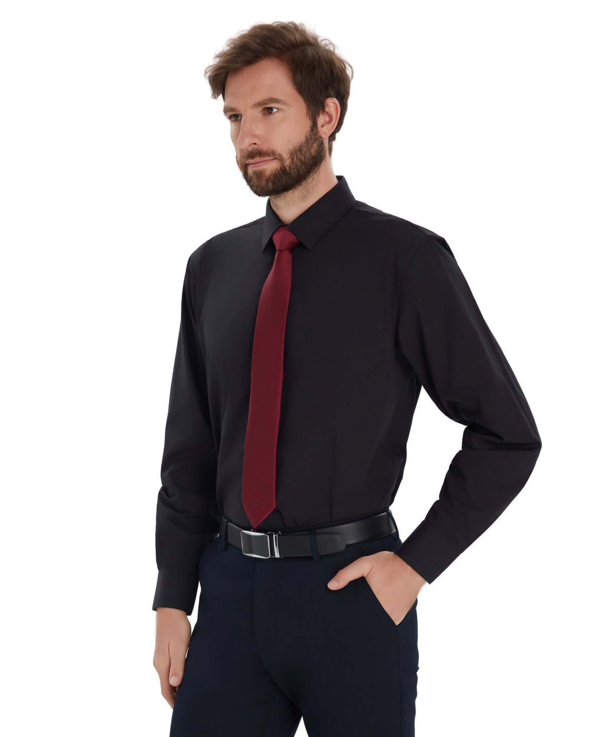 Alfani Men's Promo Solid Regular-fit Spread Collar Dress Shirt, Macy's Exclusive In Black