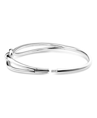 Love Knot Bangle Bracelet in Rhodium Plated Sterling Silver, Size Medium